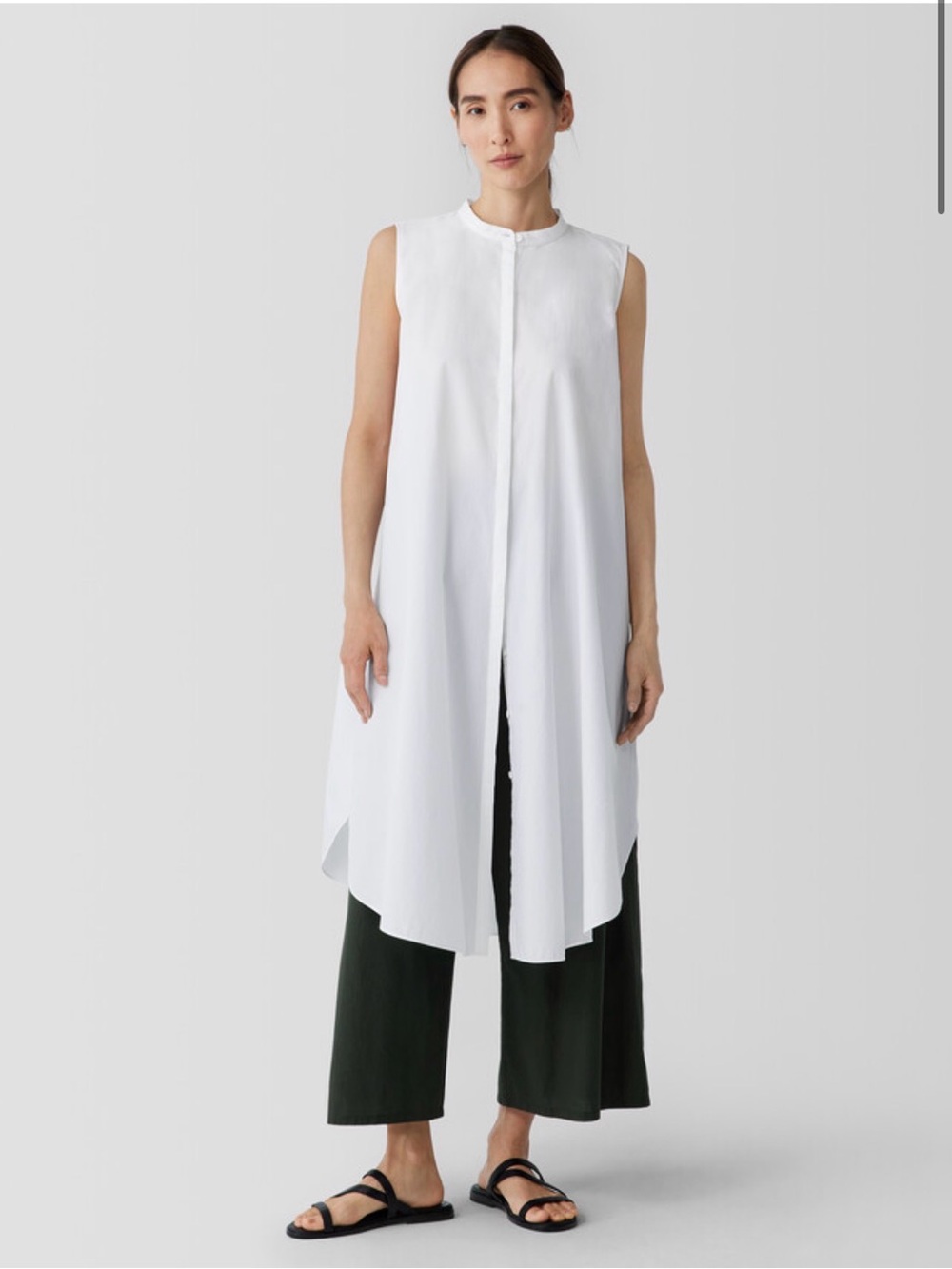 Eileen Fisher Washed Organic Cotton Poplin Sleeveless Dress